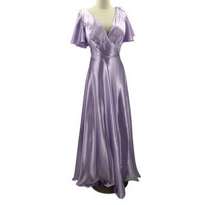 FORMAL AW 14 1X plus purple lilac satin bridesmaid party maxi dress NEW B165